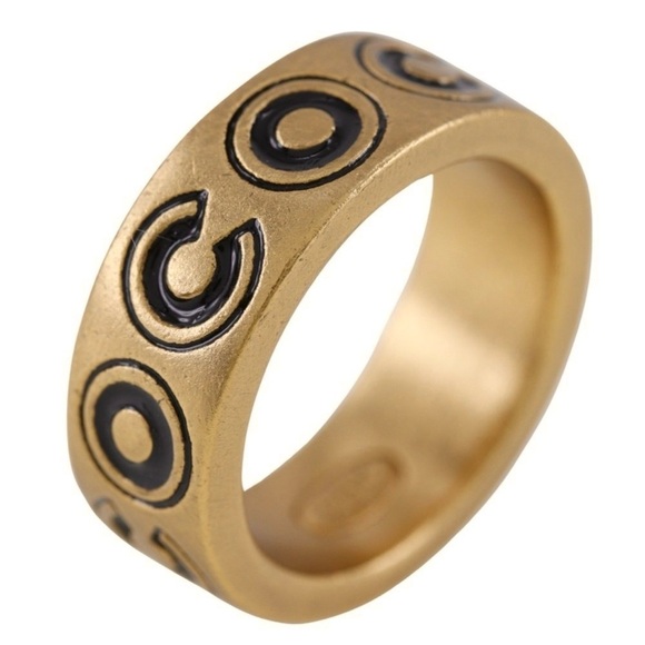 Authentic CHANEL Gold & Black Coco Ring Size 6 - Picture 2 of 9